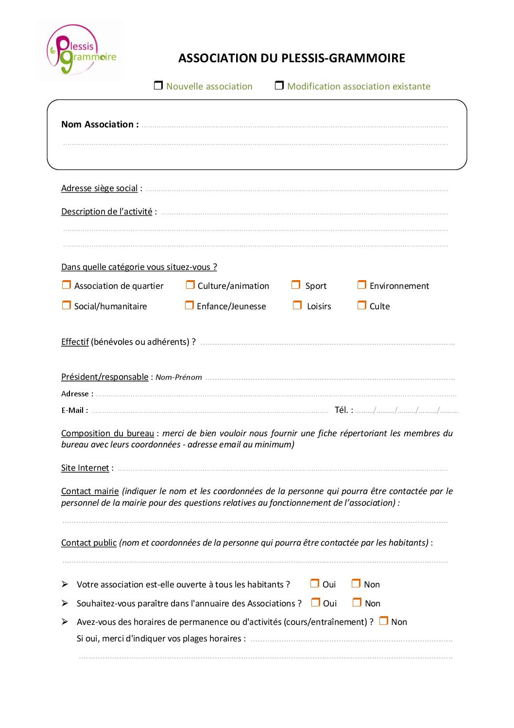 Fiche information association