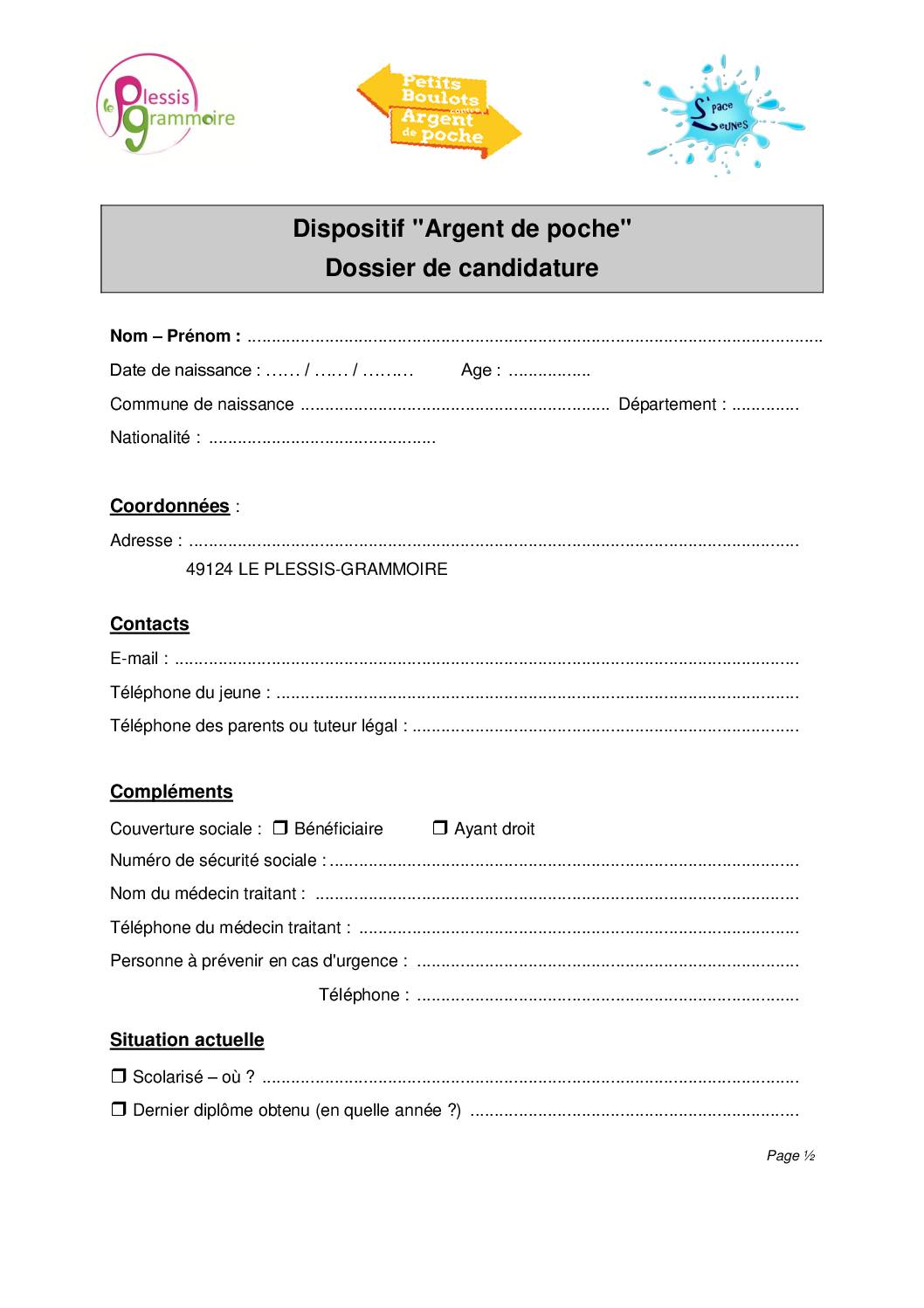 Dossier candidature